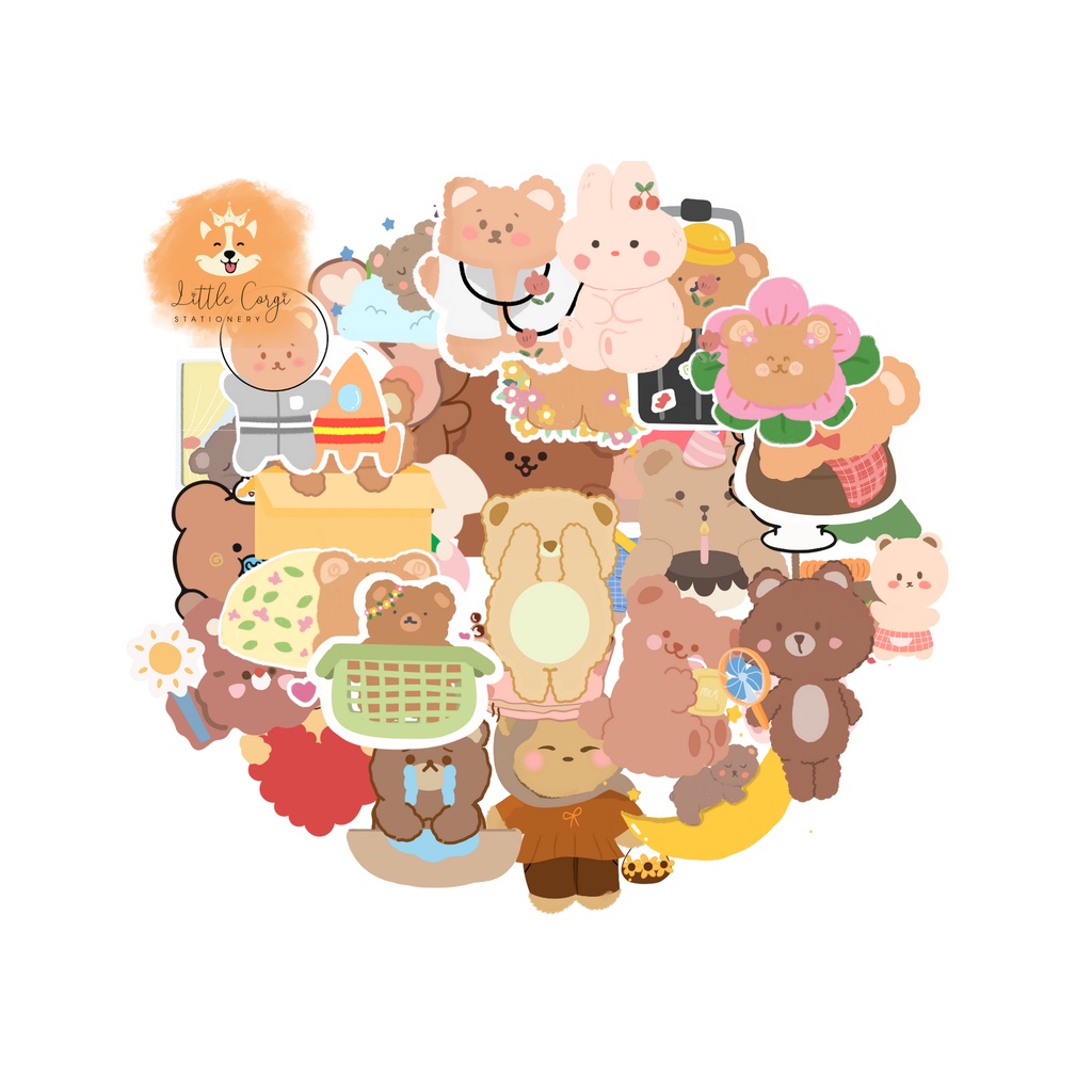 Set 20 hình dán sticker gấu thỏ Milkjoy cô gái Rorojump dễ thương trang trí sổ tay, toploader, máy tính