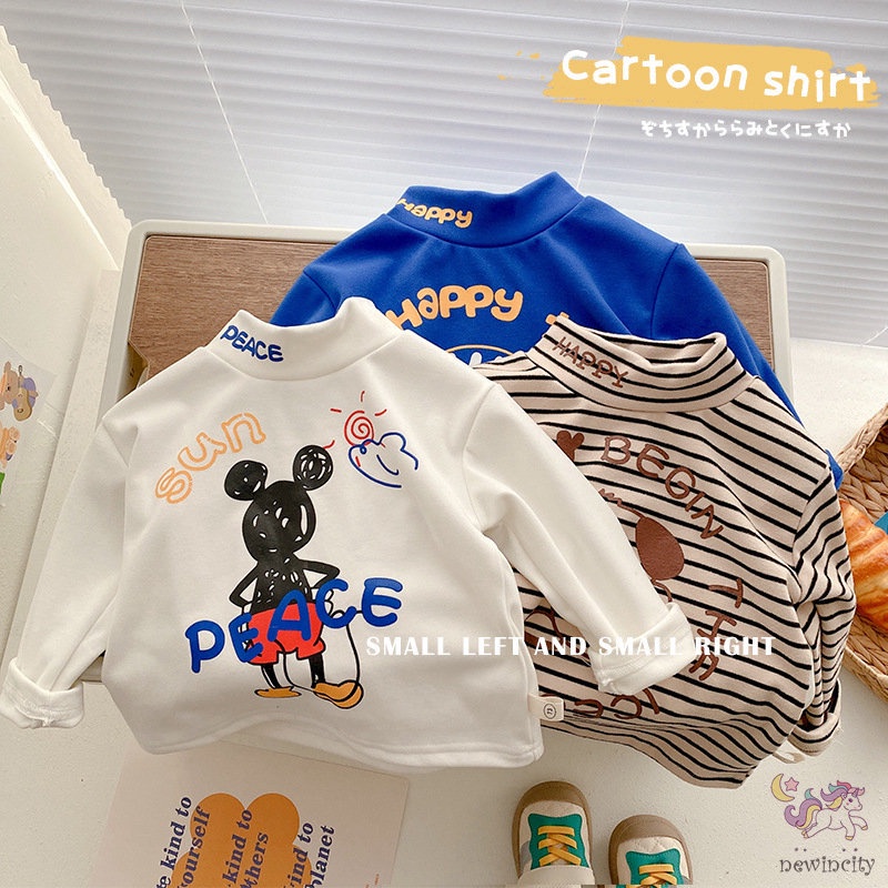 Áo Sweater Cổ Lọ Tay Dài In Họa Tiết Hoạt Hình Phong Cách Hàn Quốc Thời Trang Mùa Thu Cho Bé Trai Và Gái