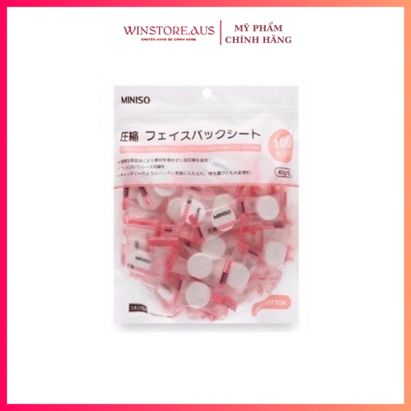 Mặt Nạ Nén Miniso Nhật Bản Túi 100 Viên Tiện Dụng