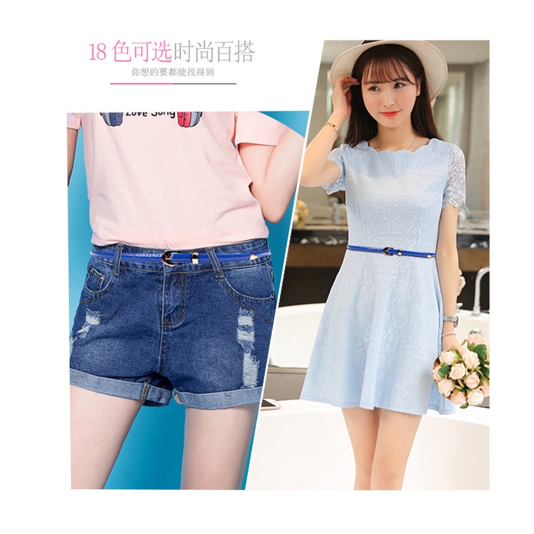 Thắt Lưng Da PU Màu Trơn Phong Cách Hàn Quốc Thời Trang Cho Nữ
