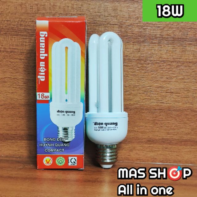 Đèn Compact 3U 18W ĐIỆN QUANG® (Sáng trắng)