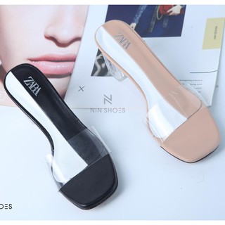 Dép Guốc Cao Gót Nữ Thiết Kế Gót Cao 7cm - Dép Cao Gót Quai Trong Mica  𝙕𝘼𝙍𝘼 - Dep122