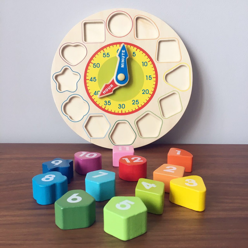 Đồ chơi gỗ S-kids, đồng hồ hình khối