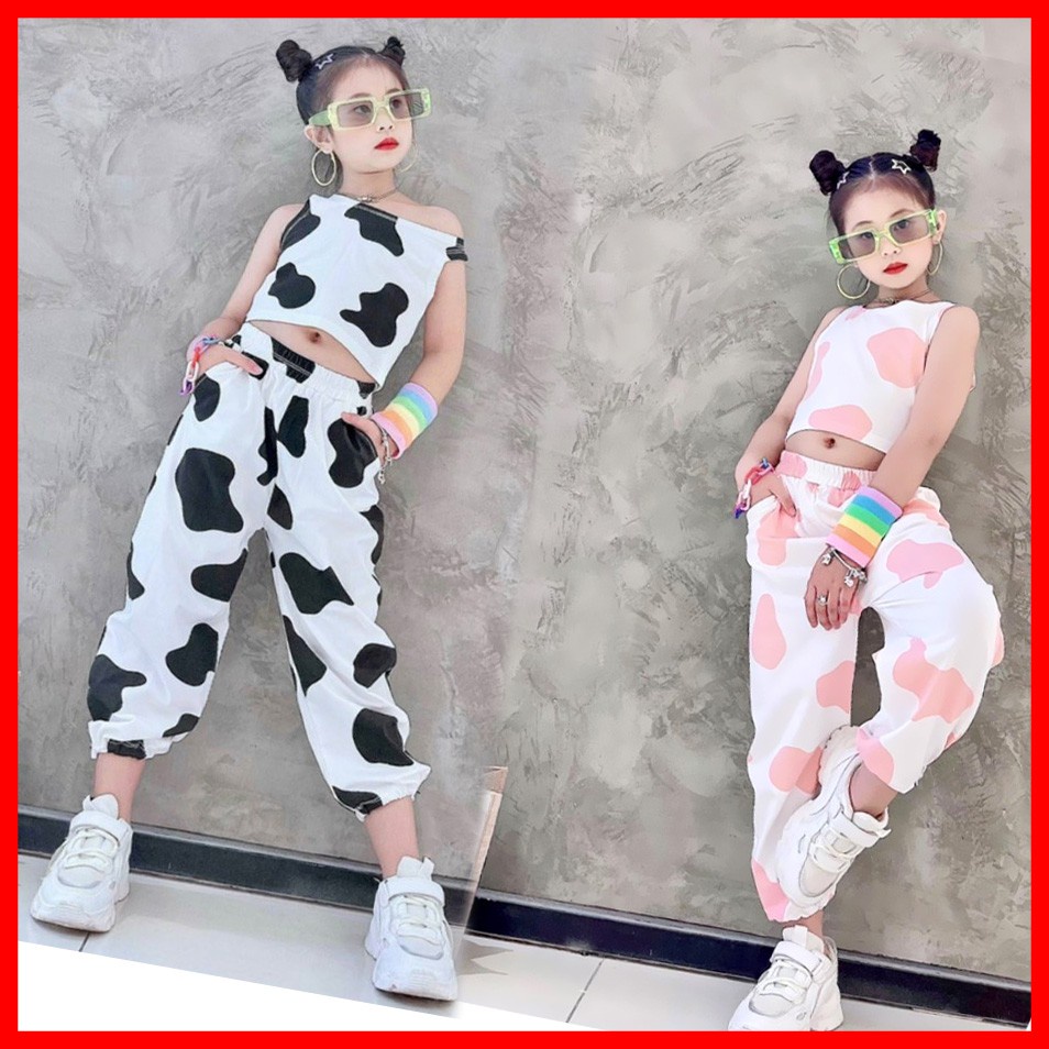 ♣✶﹍Bộ bé gái bò sữa áo croptop quần jogger thể thao dễ thương cho 2,3,4,5,6,7,8,9,10,11,12,13,14,15,16 tuổi