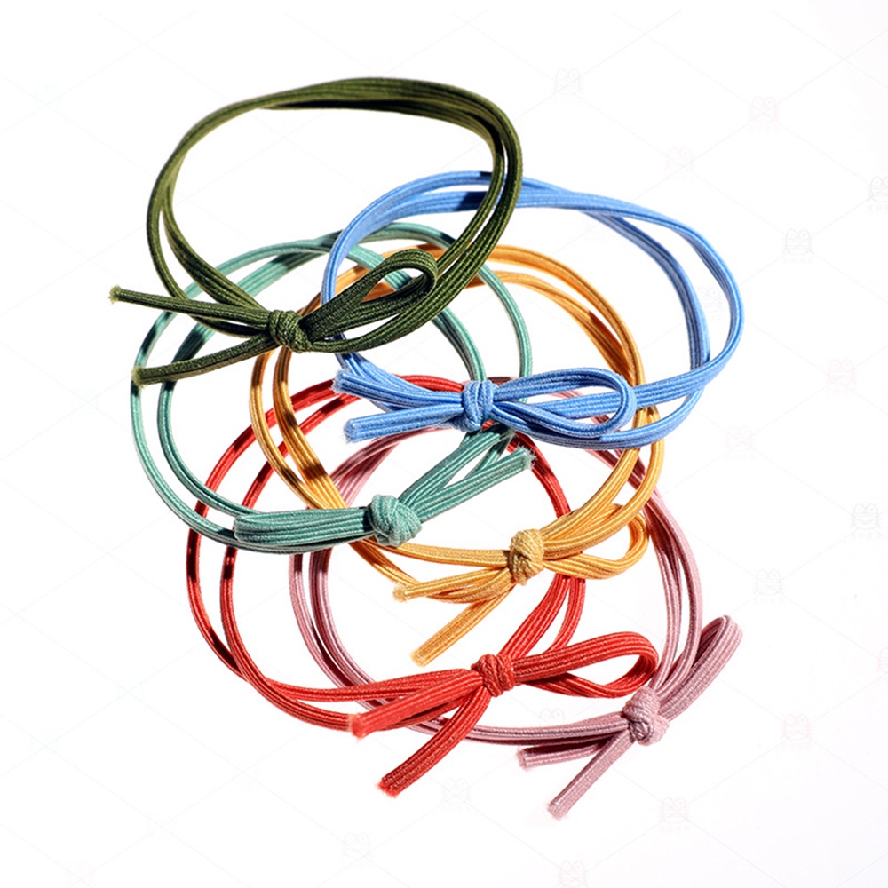 Set 6 dây cột tóc co giãn thắt nơ đơn giản dành cho nữ