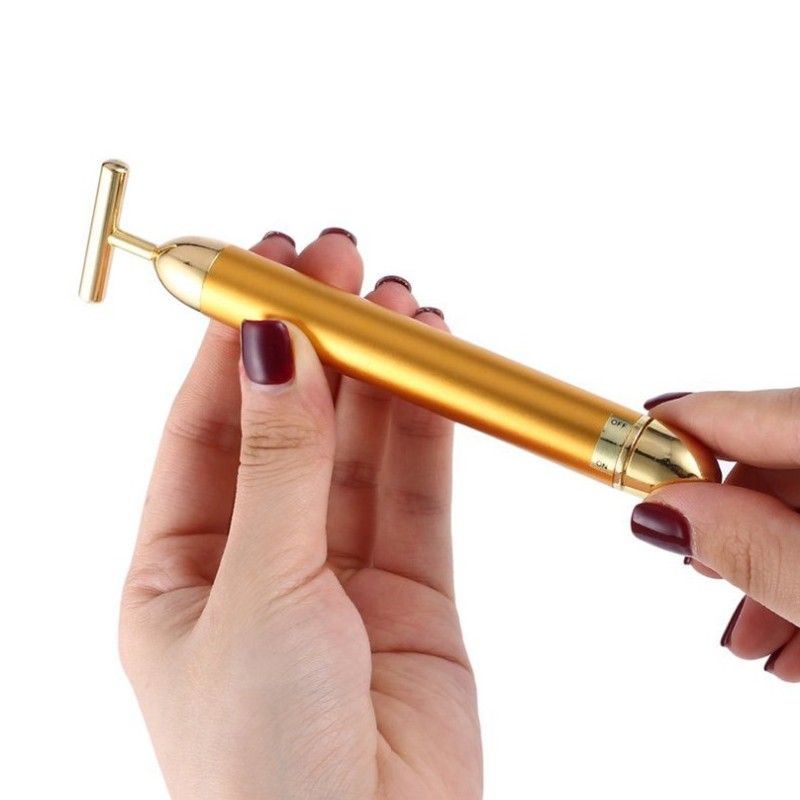 Dụng cụ mát xa rung năng lượng PFFEE mạ vàng 24K làm thon gọn chăm sóc làm đẹp da mặt