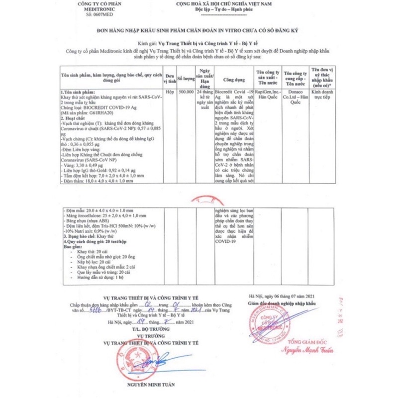 Que Kit test nhanh Covid-19 Biocredit Ag Hàn Quốc