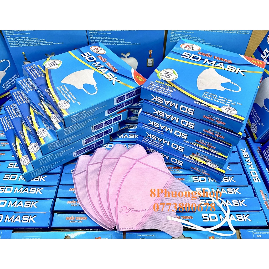 10 hộp khẩu trang 3D mask kháng khuẩn 5D FAMAPRO 3 lớp