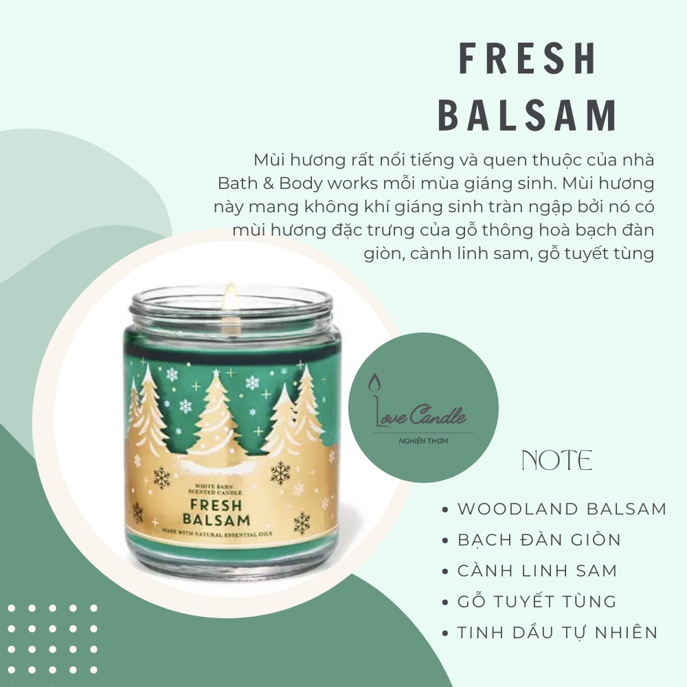 Nến thơm Bath & Body Works FRESH BALSAM 1 bấc 198g