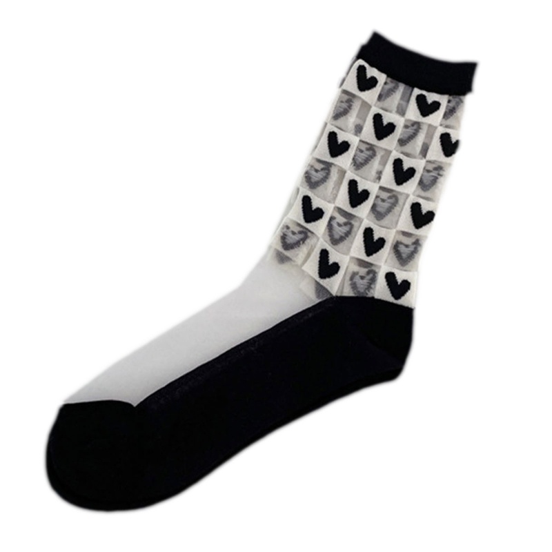 1 Đôi Tất Mỏng Trong Suốt Họa Tiết Chấm Bi Trắng Đen Phong Cách Lolita Thời Trang Mùa Hè Cho Nữ