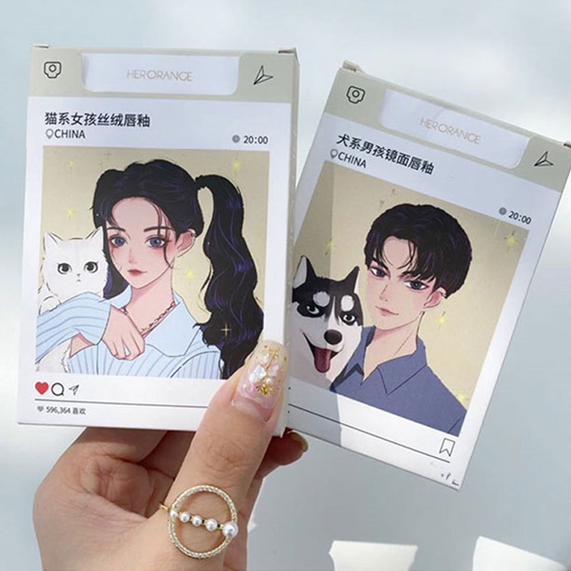 [Hàng mới về] Set 5 son môi Herorange mềm mịn như nhung thiết kế hình hộp thuốc in họa tiết hoạt hình độc đáo