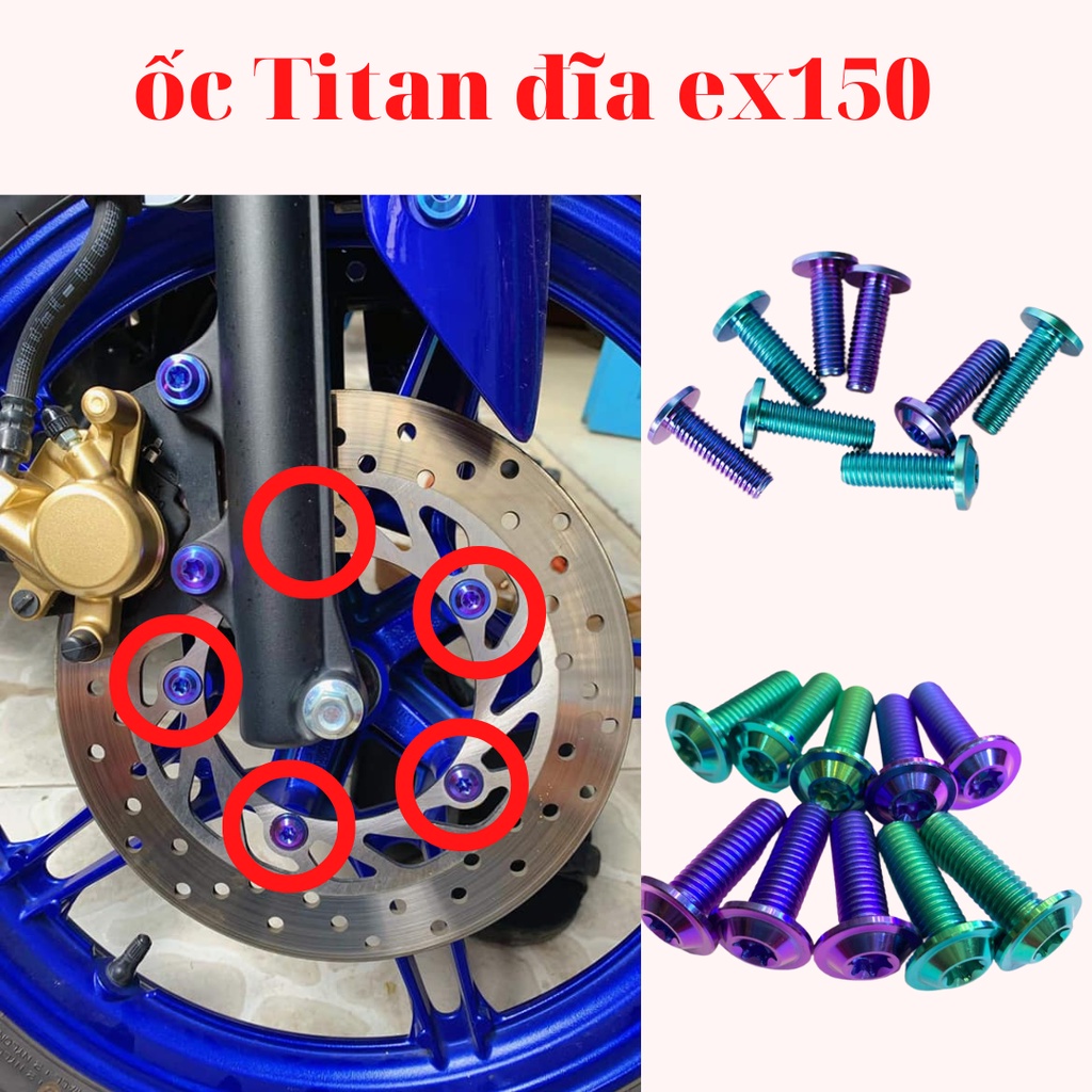 ốc titan gắn đĩa trước sau xe exciter 150 2 màu lục bảo tím hàng chất lượng cao cuongtoshiro