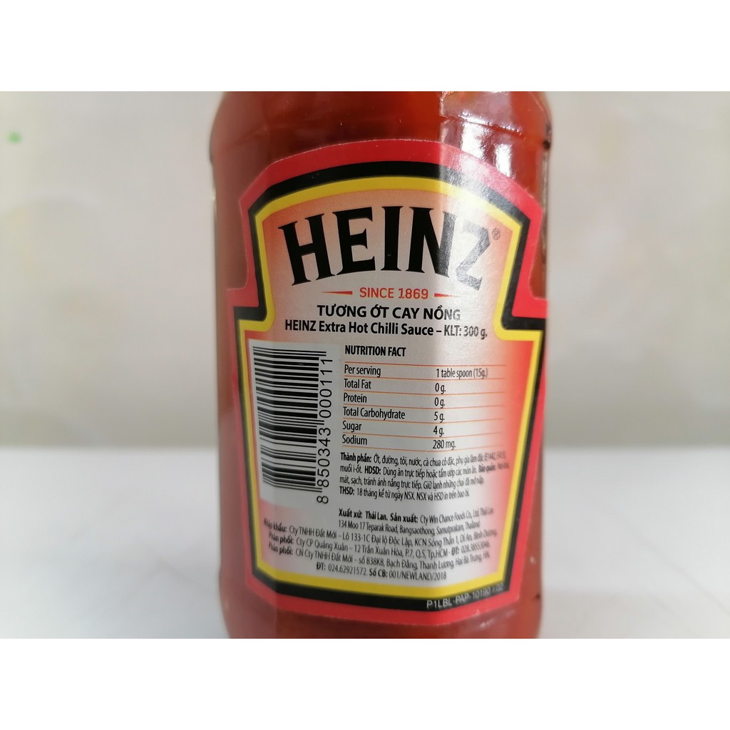 [Chai 300g – CAY NỒNG] TƯƠNG ỚT [Thailand] HEINZ Extra Hot Chilli Sauce (btn-hk)