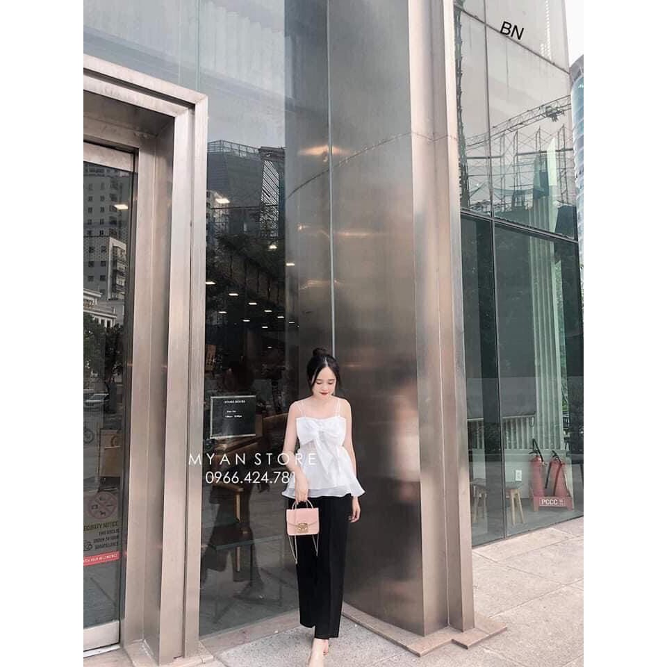 Sét Đồ Bộ Kiểu Nữ Đi Chơi Áo 2 Dây Voan Tơ Kết Nơ & Quần Thời Trang Nữ | BigBuy360 - bigbuy360.vn