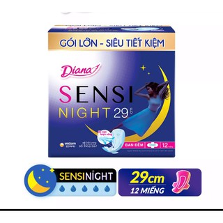 [CHÍNH HÃNG] Băng vệ sinh Diana Sensi ban đêm 29/35cm gói 3/412 miếng