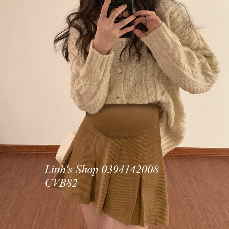 Chân Váy Bầu Xếp Ly DẠ CAO CẤP Ngắn Xinh Có Quần Trong CVB82