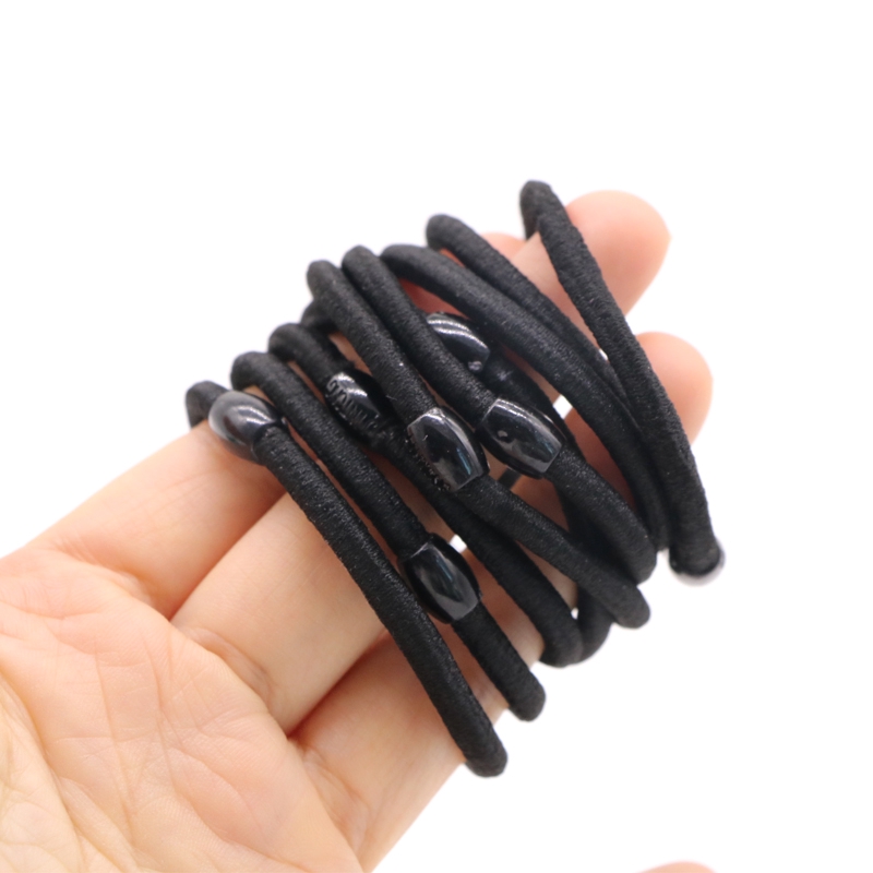 Set 50 Dây Buộc Tóc Cao Su Co Giãn Màu Đen Đơn Giản Cho Nữ