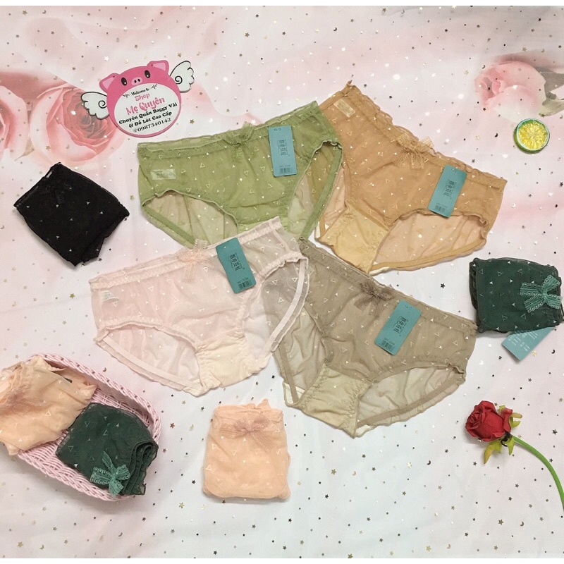 Quần lót ren lưới công chúa- kèm nơ dễ thương, phối viền bèo gợi cảm