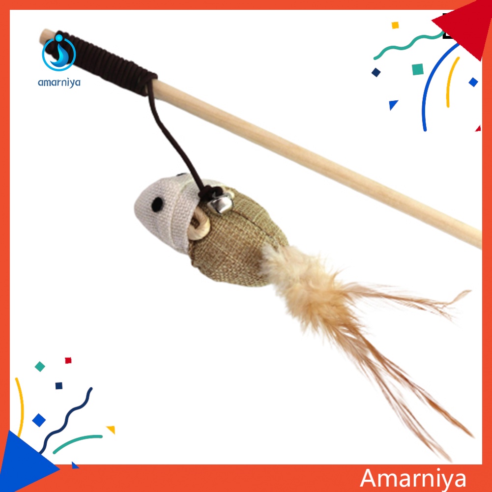 Gậy Gỗ Gắn Lông Vũ / Chuột Giả Đồ Chơi Cho Mèo Cưng