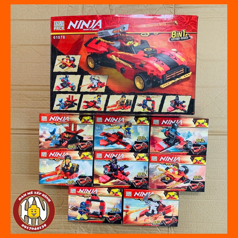 Đồ chơi xếp hình - Minifigure Season mới - Ninjago - Bộ 8 hộp - Ráp 8mini + Xe - Hàng chất lượng - Ảnh shop !