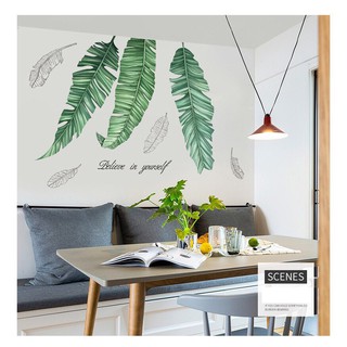 decal dán tường chất lượng Hàn mẫu ba lá cọ mới