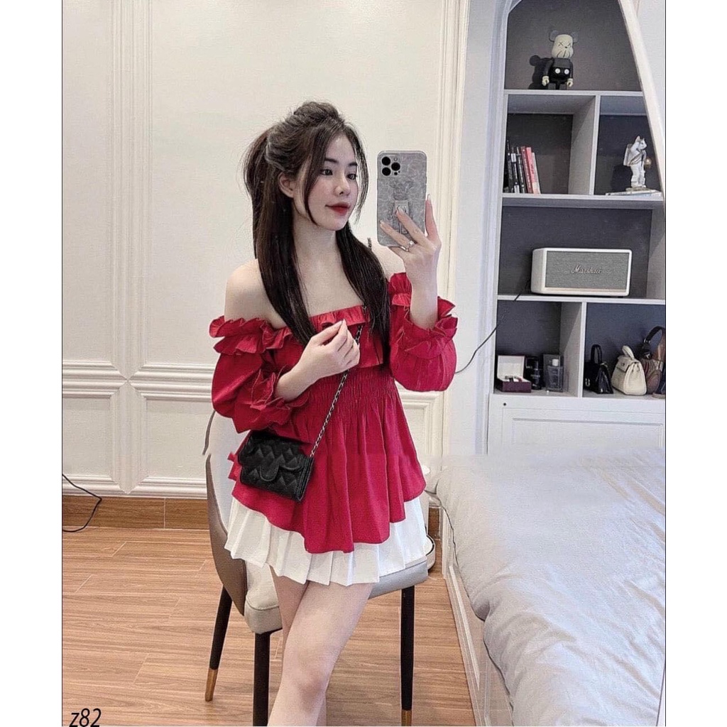 Áo thô bệt vai tay lỡ chun bụng