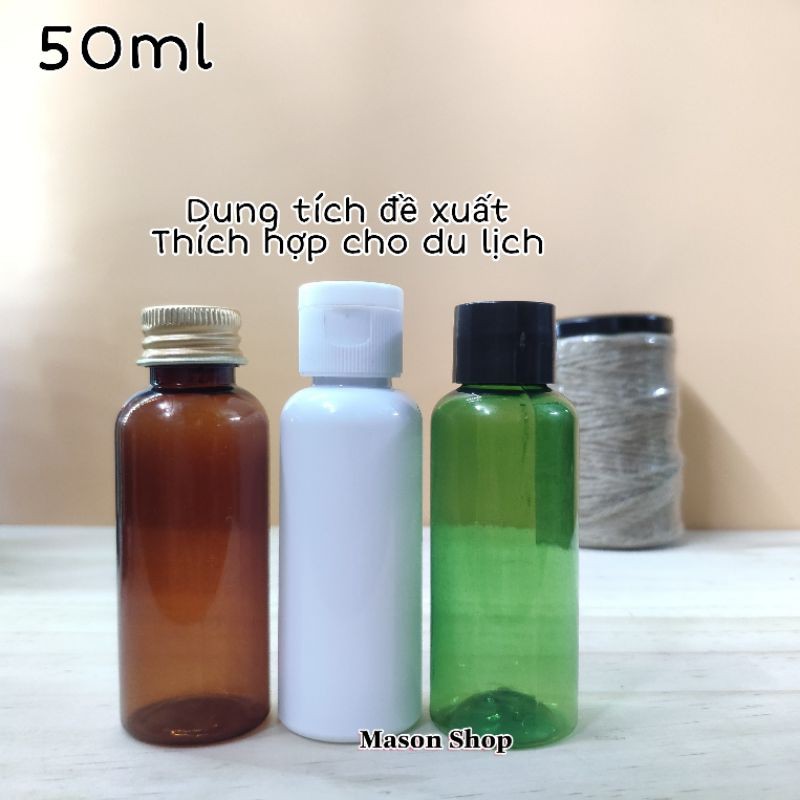 LỌ CHIẾT MỸ PHẨM NẮP BẬT/NHÔM/VẶN 50ml/100ml VỎ BÌNH CHAI NHỰA PET Trắng/Nâu/Xanh