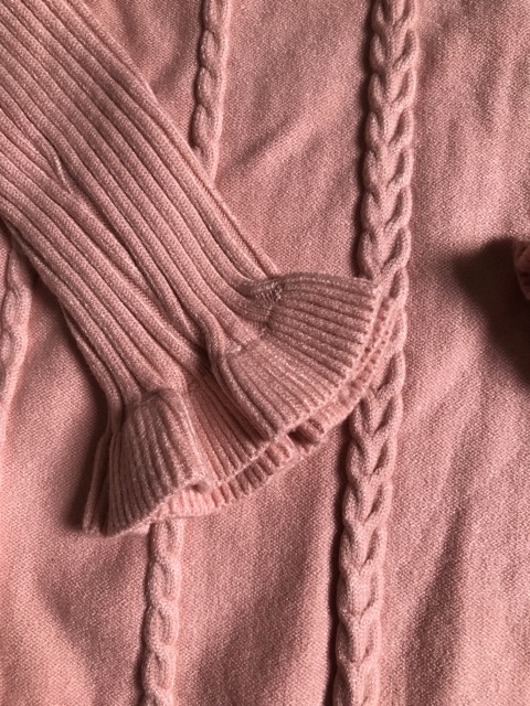 Áo len cổ 3 phân tay bèo màu hồng phấn cho bé gái - ảnh sản phẩm 3