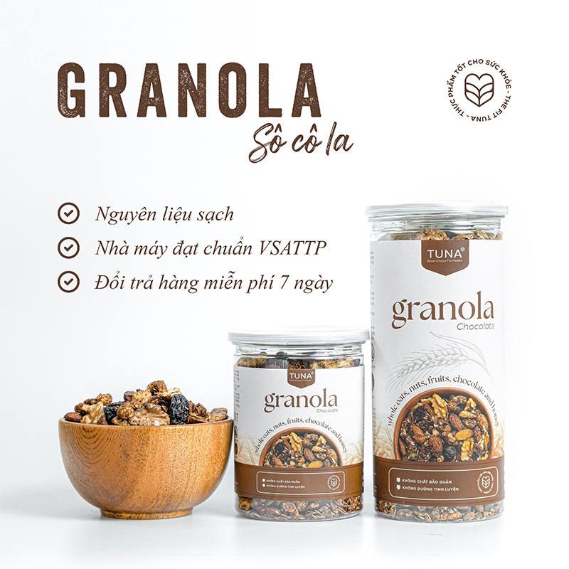 Granola Ngũ cốc Ăn Kiêng Nhiều Hạt Không Đường Vị Chocolate By Tuna