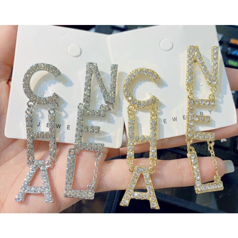 Khuyên Tai cha.nel phong cách, dài bản to