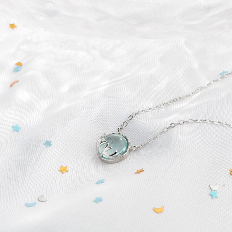 Dây chuyền mặt đá pha lê tròn phối sừng hươu thời trang ATJ2103P - ANTA Jewelry