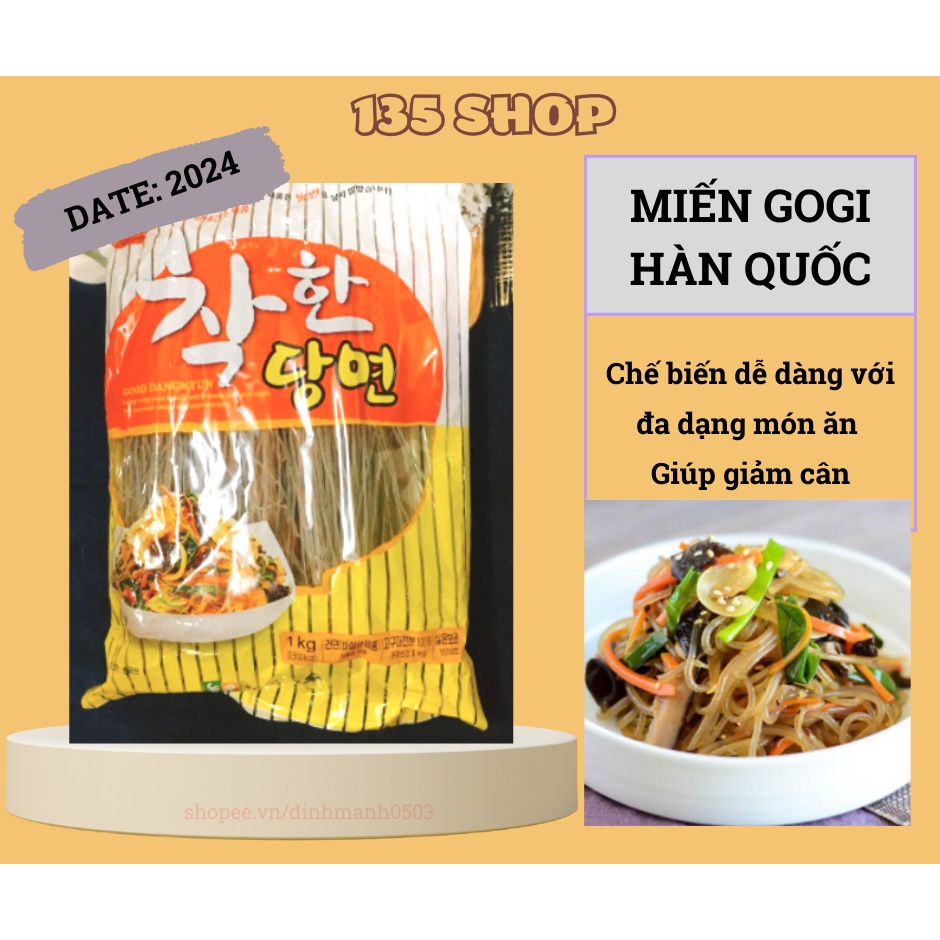 Miến Khoai Lang Nong Wo Hàn Quốc - Túi Miến Khô Gogi Ăn Lầu, Xào, Trộn Sợi To 1Kg