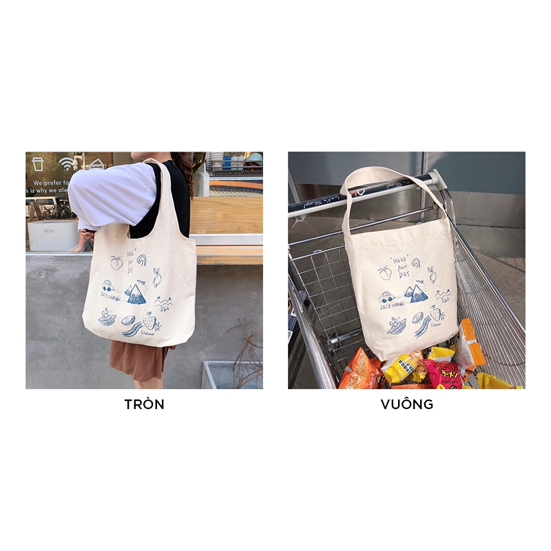 Túi tote vải đeo chéo canvas bag giá rẻ đẹp đi học TX423 | WebRaoVat - webraovat.net.vn