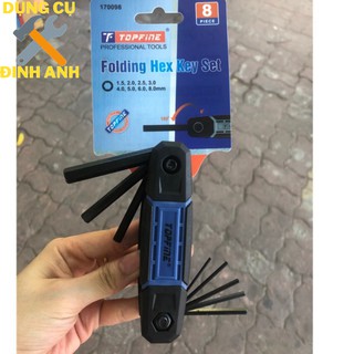 Bộ Lục Giác Gập Đài Loan Thép CRV đen TOPFINE Siêu Cứng 8 chi tiết