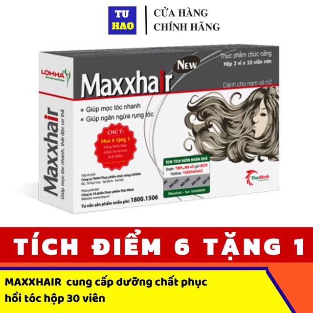 [COMBO] 6 hộp MAXXHAIR 30 viên (Có tem tích điểm 6+1)