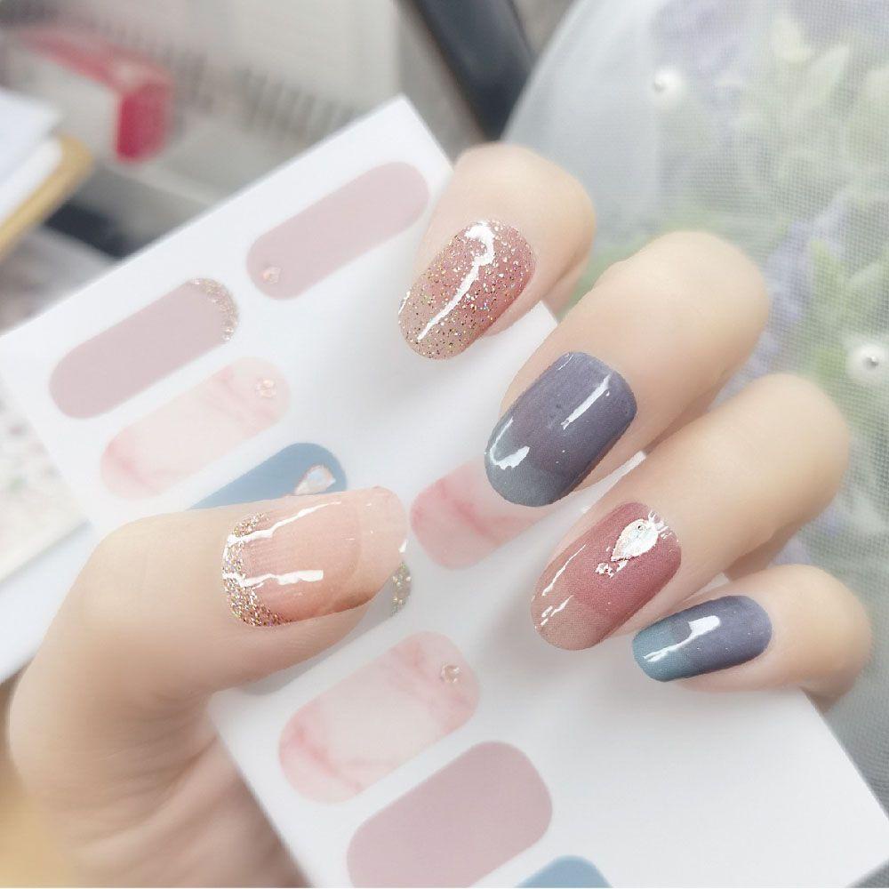 Miếng Dán Trang Trí Móng Tay Tự Dính Màu Đồng Lấp Lánh DIY