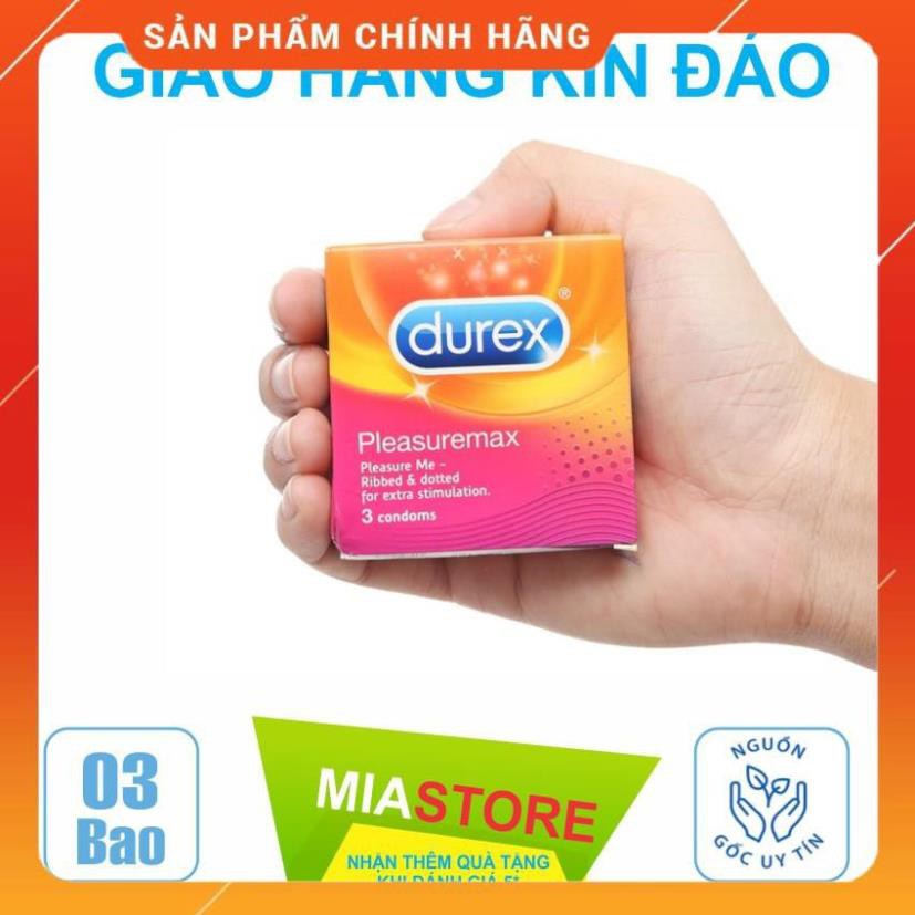 [Land50A - giảm giá 50% được xem hàng] Bao cao su Durex Pleasuremax hộp 3 chiếc