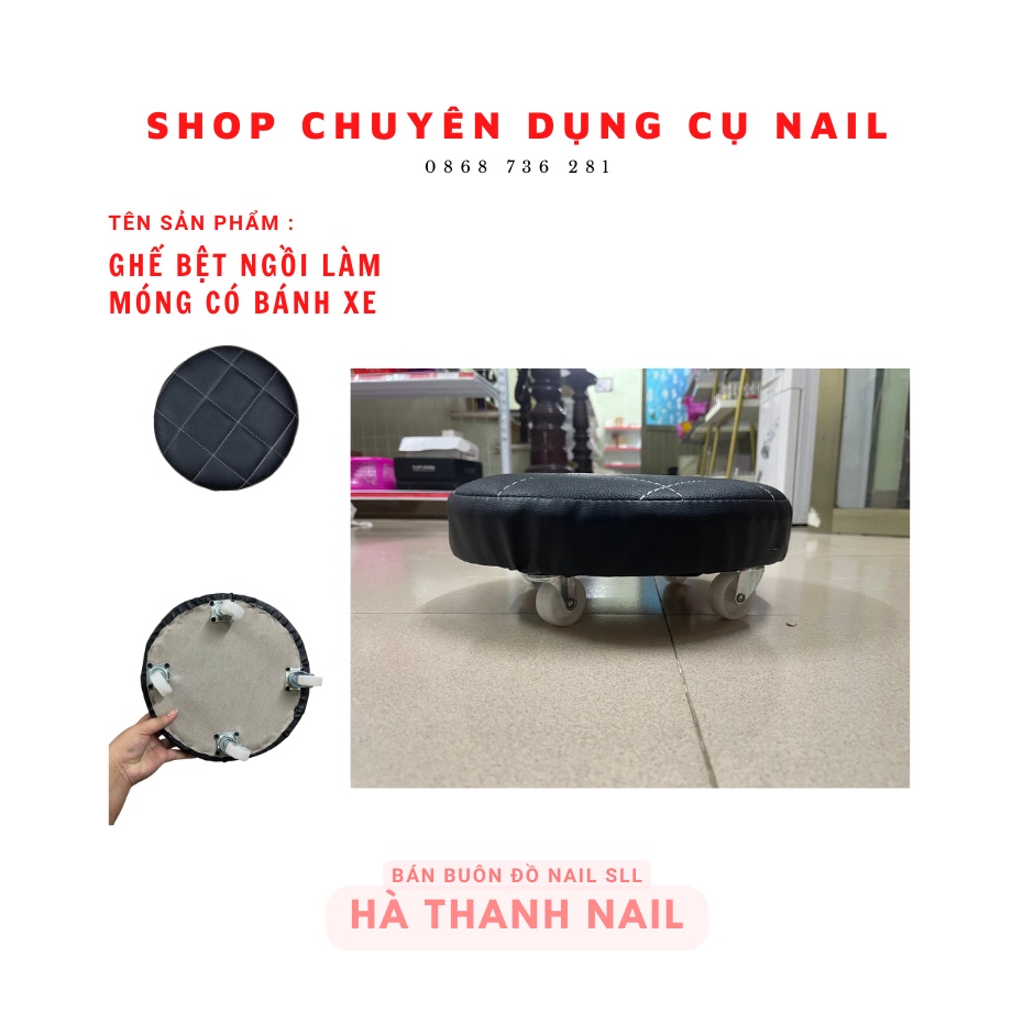 [ HotDeal ] Ghế Bệt Làm Nail Có Bánh Xe Di Chuyển Xoay 360 Độ Làm Bằng Da Xịn
