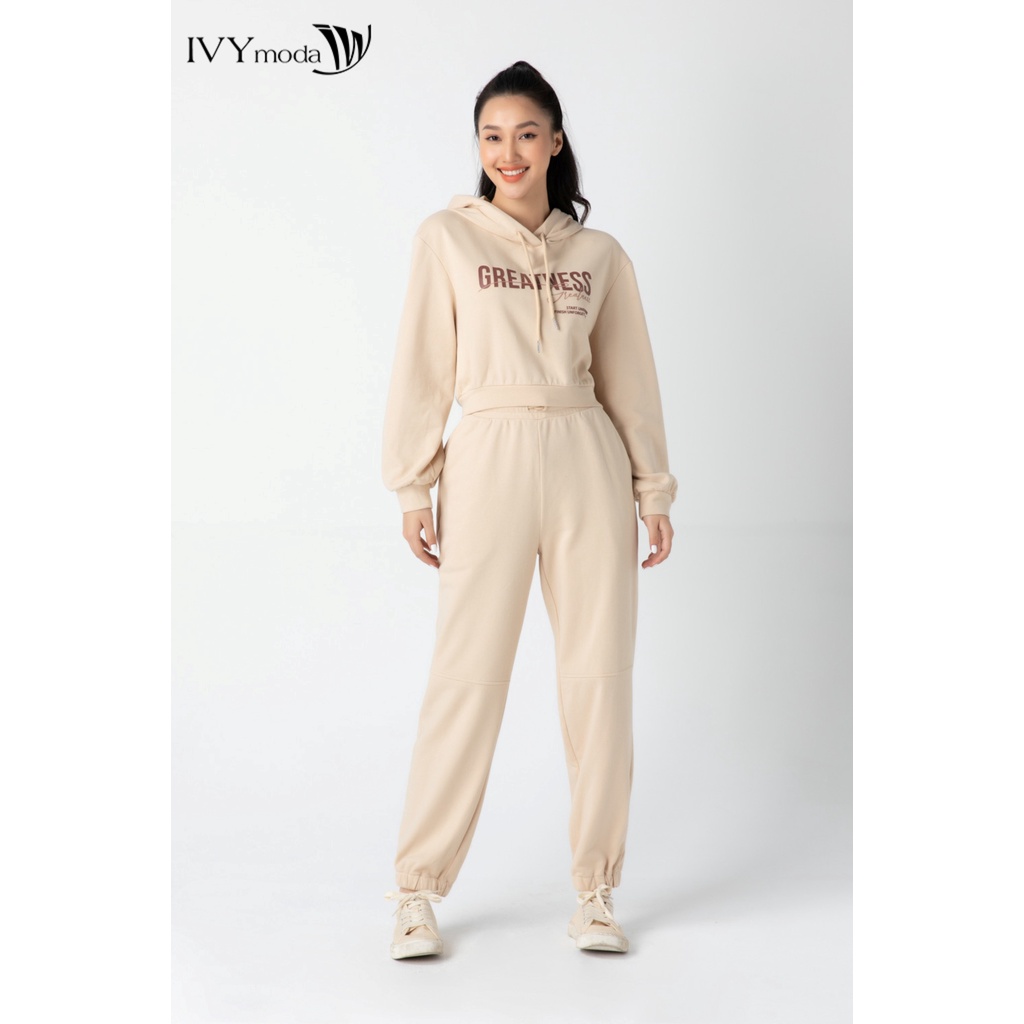 Bộ nỉ nữ in chữ Greatness IVY moda MS 59B8997