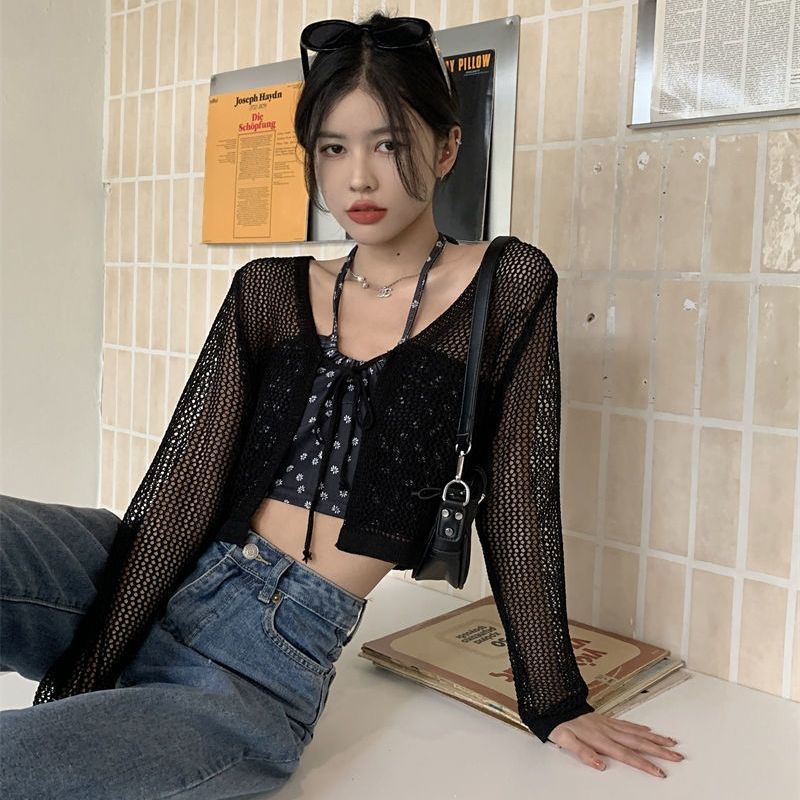 Bán Chạy!Áo Khoác Cardigan Dệt Kim Vải Lụa Lạnh Mỏng Thời Trang Mùa Hè Dành Cho Nữ