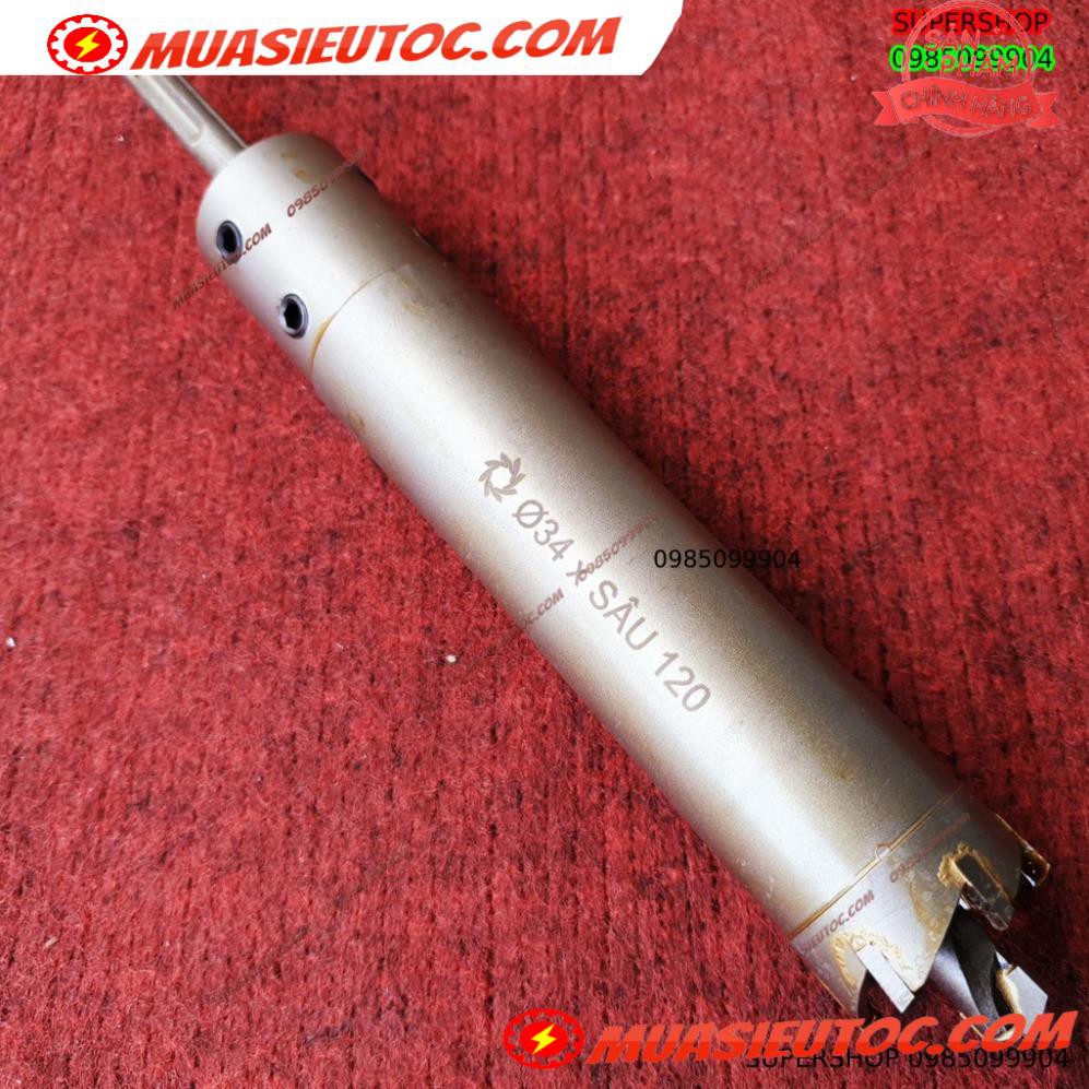 Mũi khoan rút lõi khoét tường gạch sâu Phi 34 x 120 mm không khoan bê tông, không khoan chế búa
