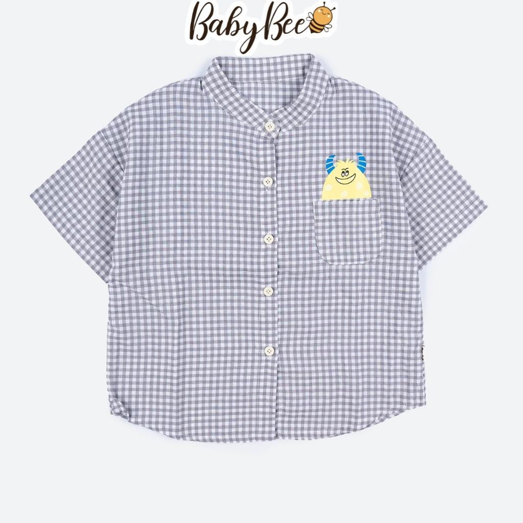 Áo sơ mi bé trai Hàn Quốc BabyBee áo bé trai size đại 14-24kg họa tiết caro SM131