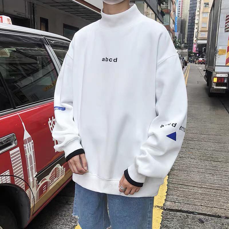 Áo Sweater Oversize cao cổ ABCD, JACKLANE , Áo nam nữ Unisex Jack Lane dài tay trơn form rộng họa tiết đơn giản