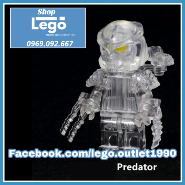 Xếp hình Predator vs Alien tàng hình trong suốt Lego Minifigures Kopf KF812