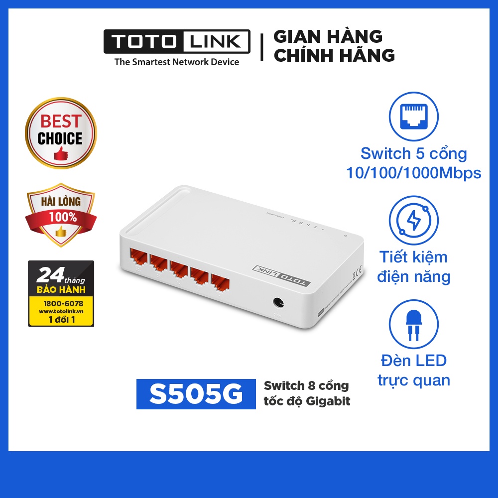 TOTOLINK S505G Switch 5 cổng Gigabit Bộ chia mạng cho máy tính bàn Laptop Hãng phân phối chính thức