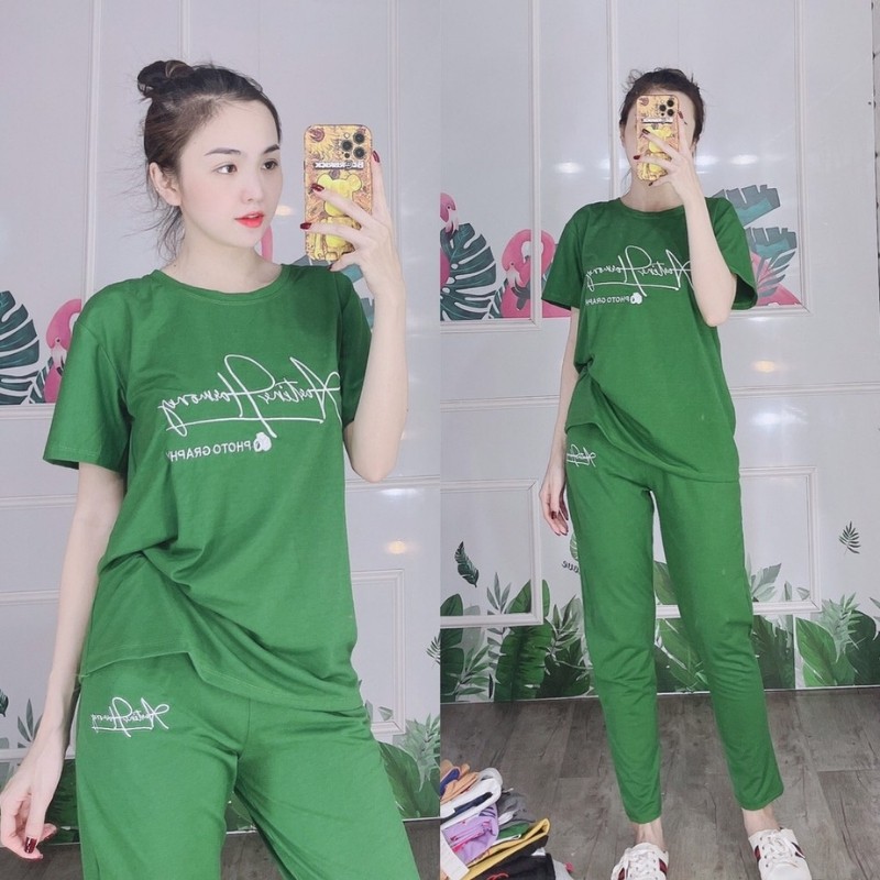 Đồ bộ nữ đồ mặc nhà bigsize 45 -85kg Sét đồ bộ nữ thể thao dễ thương thun cotton quần dài thoáng mát ESHOP DB04