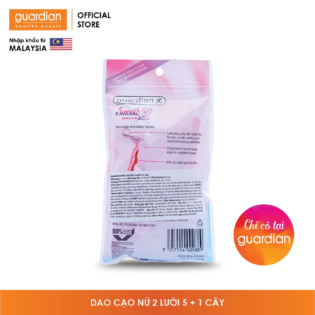 Dao cạo nữ Guardian 2 lưỡi – 5 + 1 cây