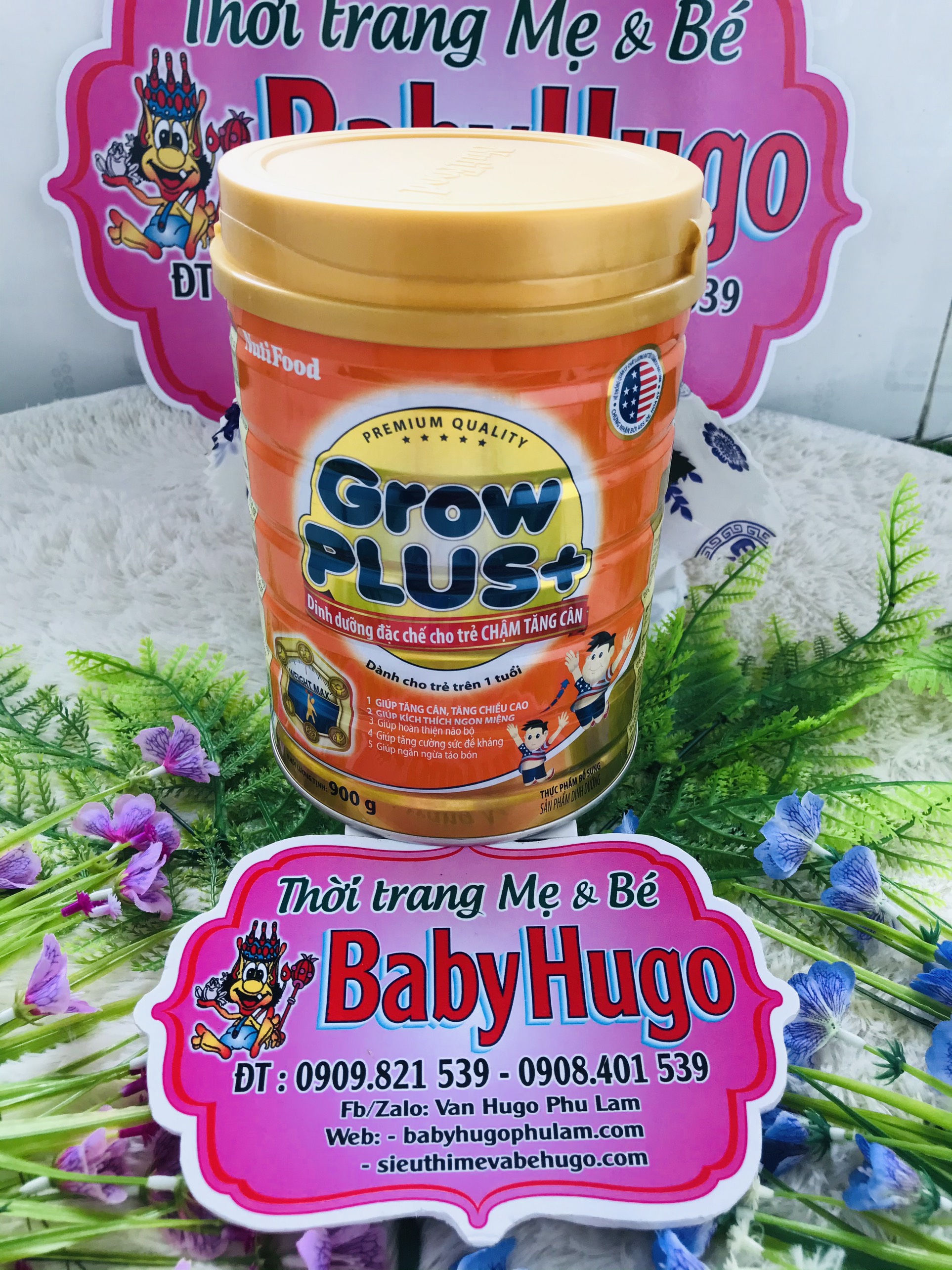 Sữa bột Grow Plus Cam Nutifood Cho Bé Chậm Tăng Cân Hộp 900g