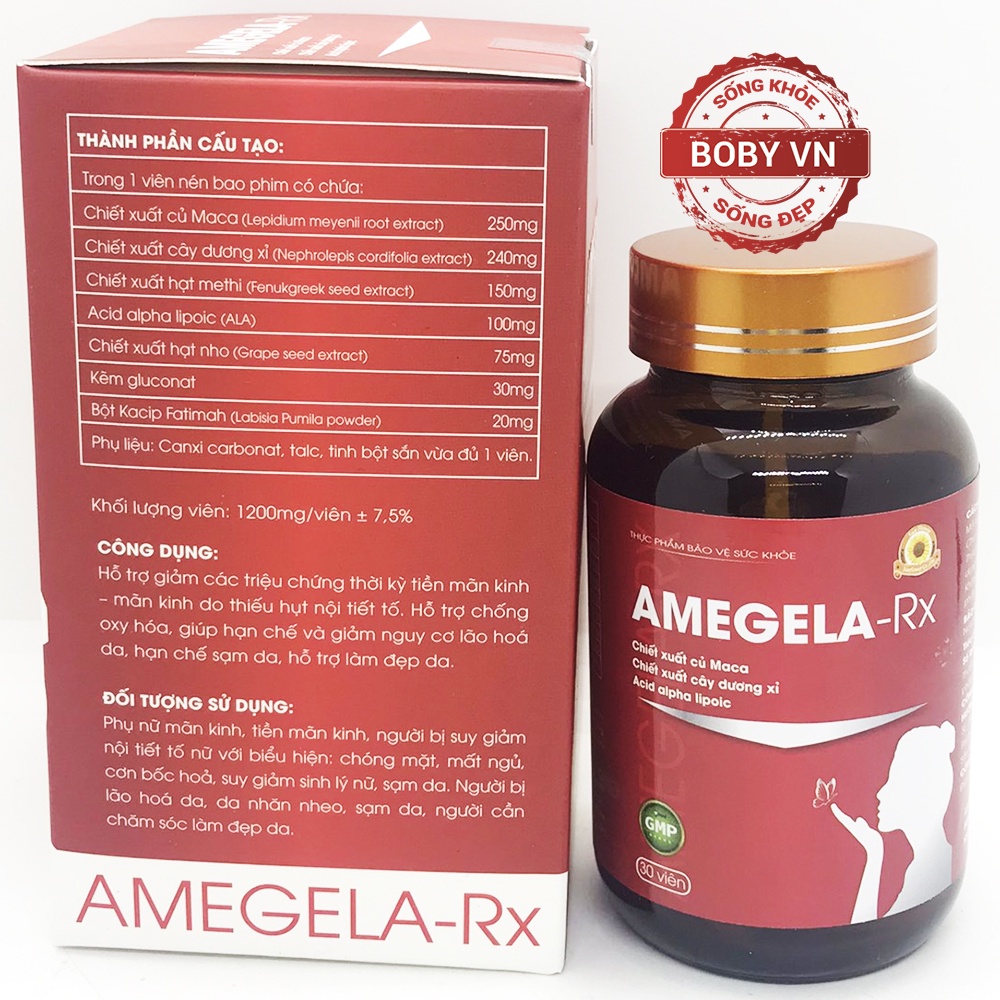 Amegela-Rx - Giảm triệu chứng tiền mãn kinh cân bằng nội tiết tố nữ - 30 viên - Boby