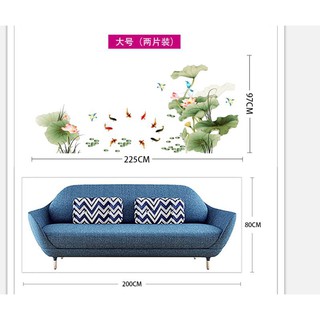 Decal Dán Tường Cá Và Hoa Sen 3D SIÊU HOT